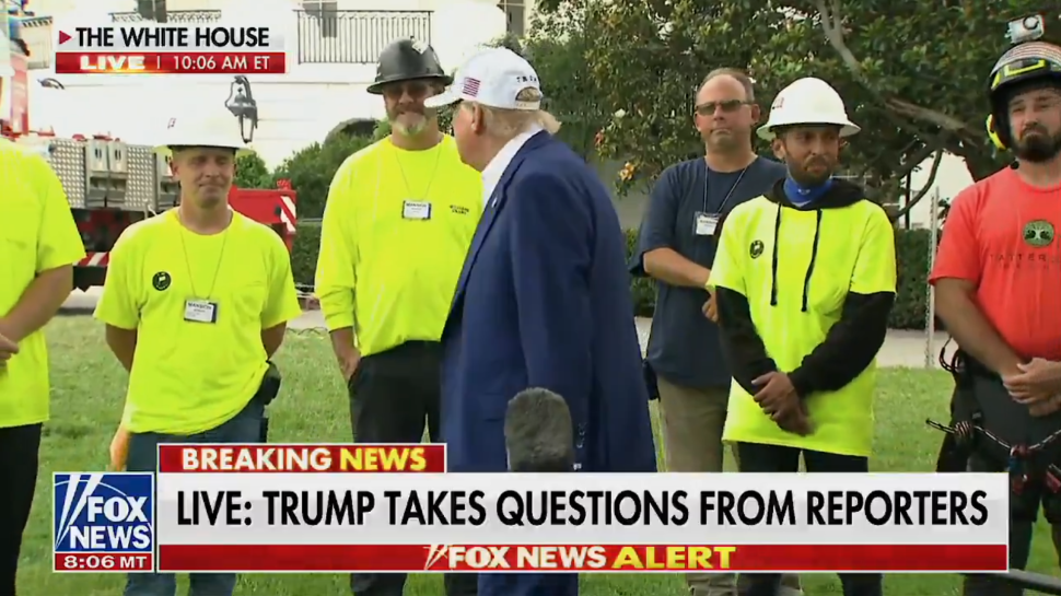 Donald Trump with White House workers