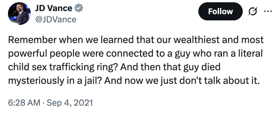 JD Vance Pushed for Answers on Epstein’s “Wealthiest and Most
