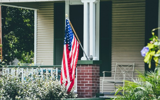 Front porch American flag
